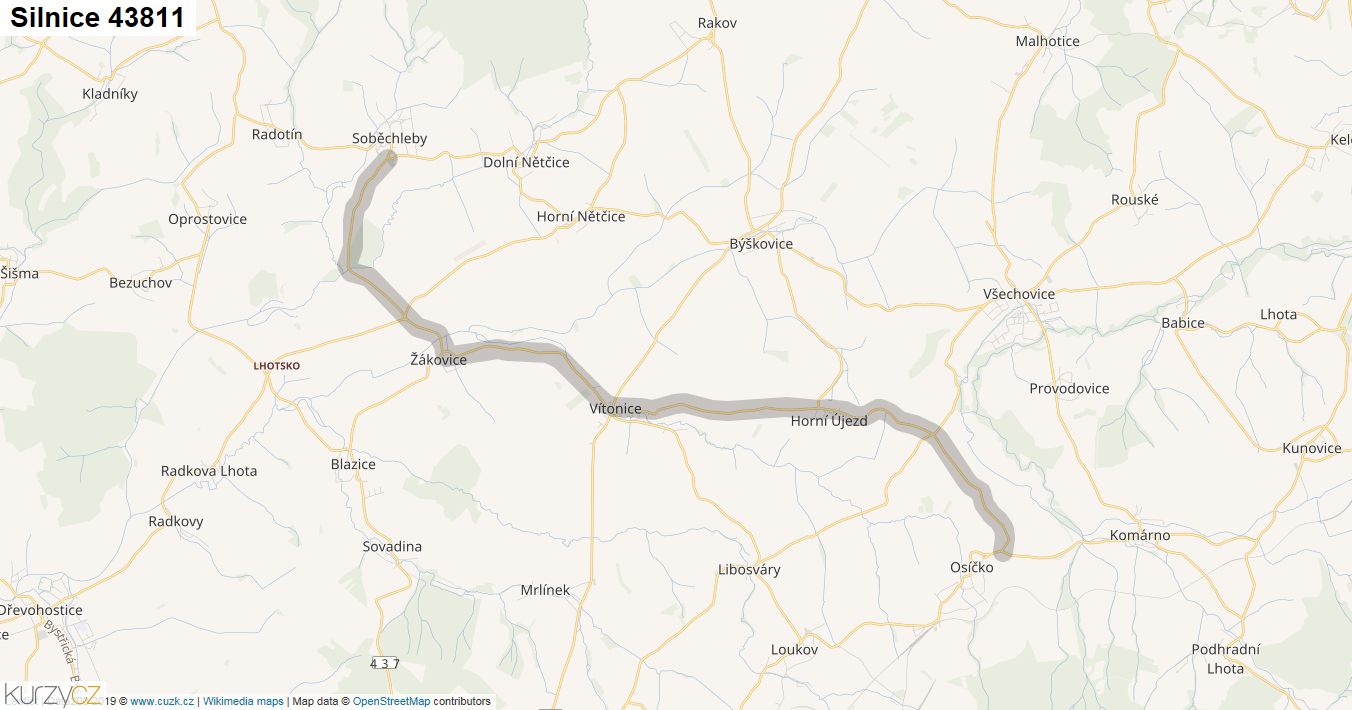 Silnice 43811 - mapa Silnice 43811