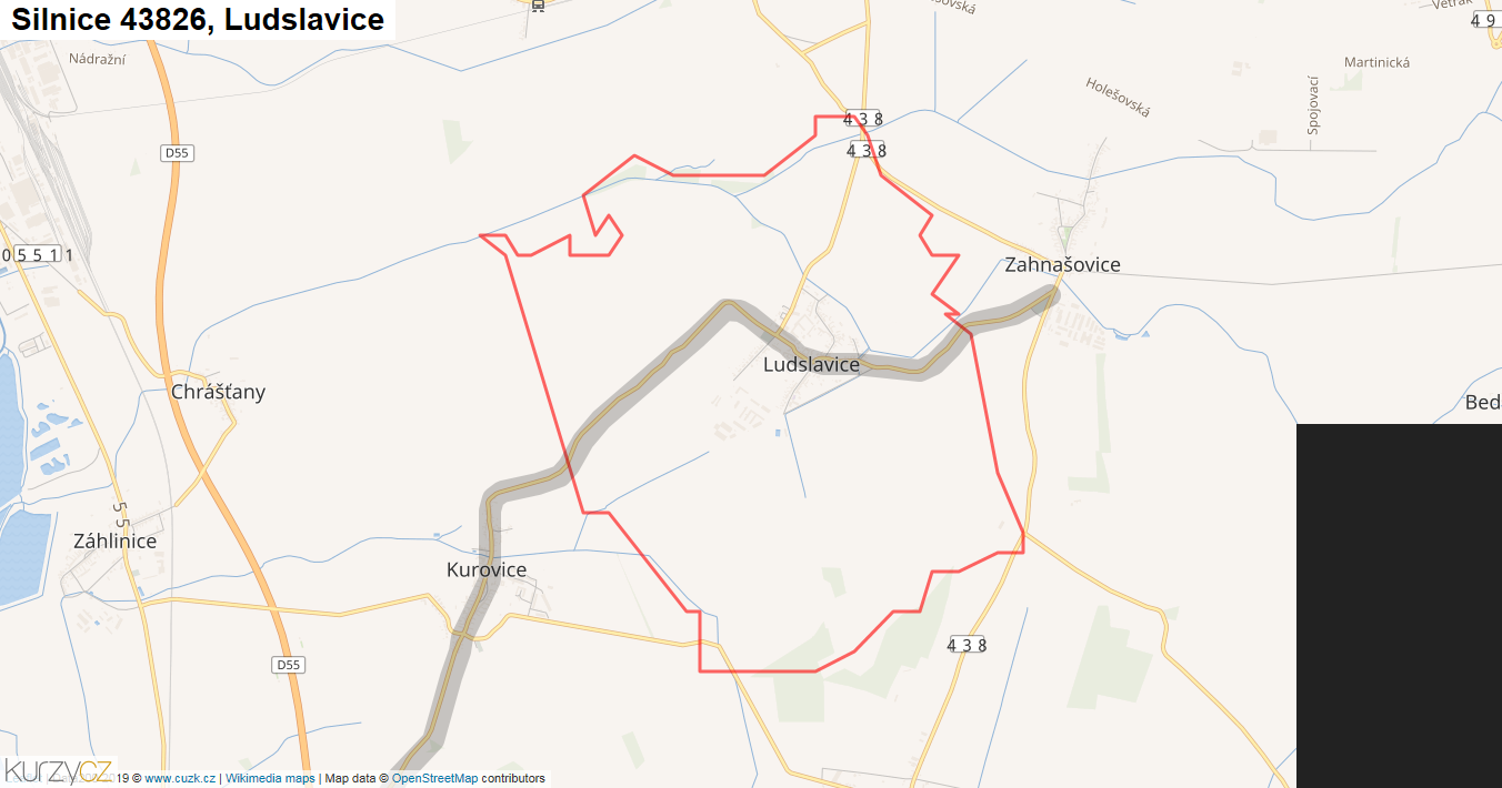 Ludslavice, Silnice 43826 - Mapa