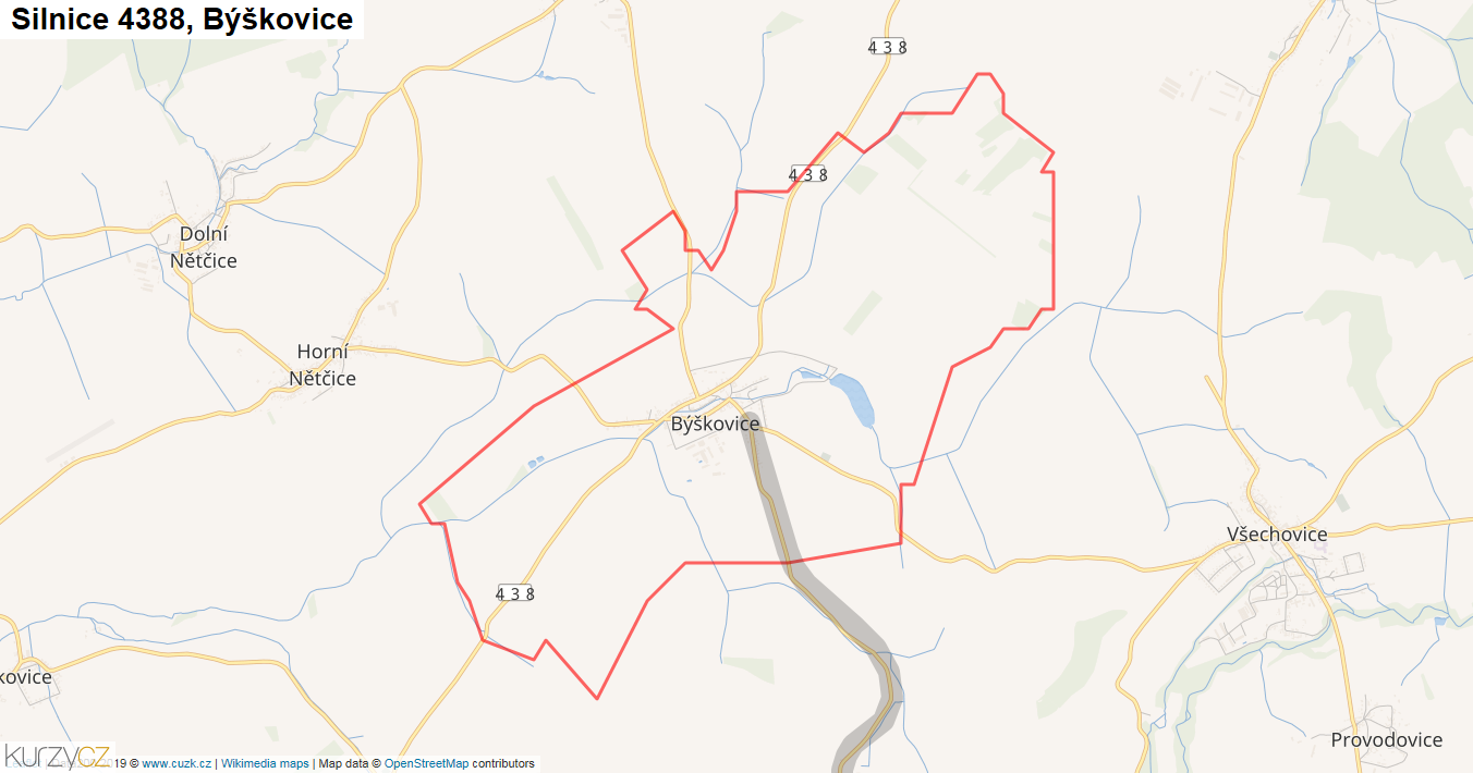 Býškovice, Silnice 4388 - Mapa