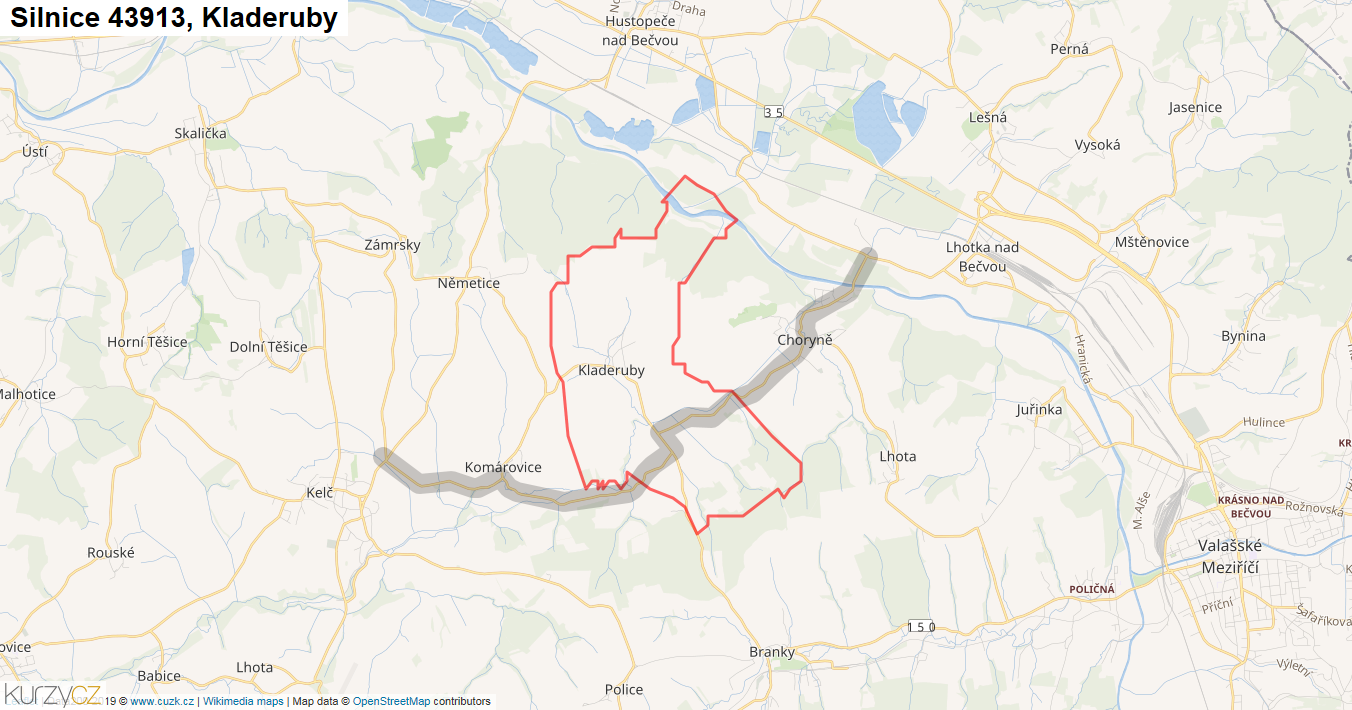Kladeruby, Silnice 43913 - Mapa