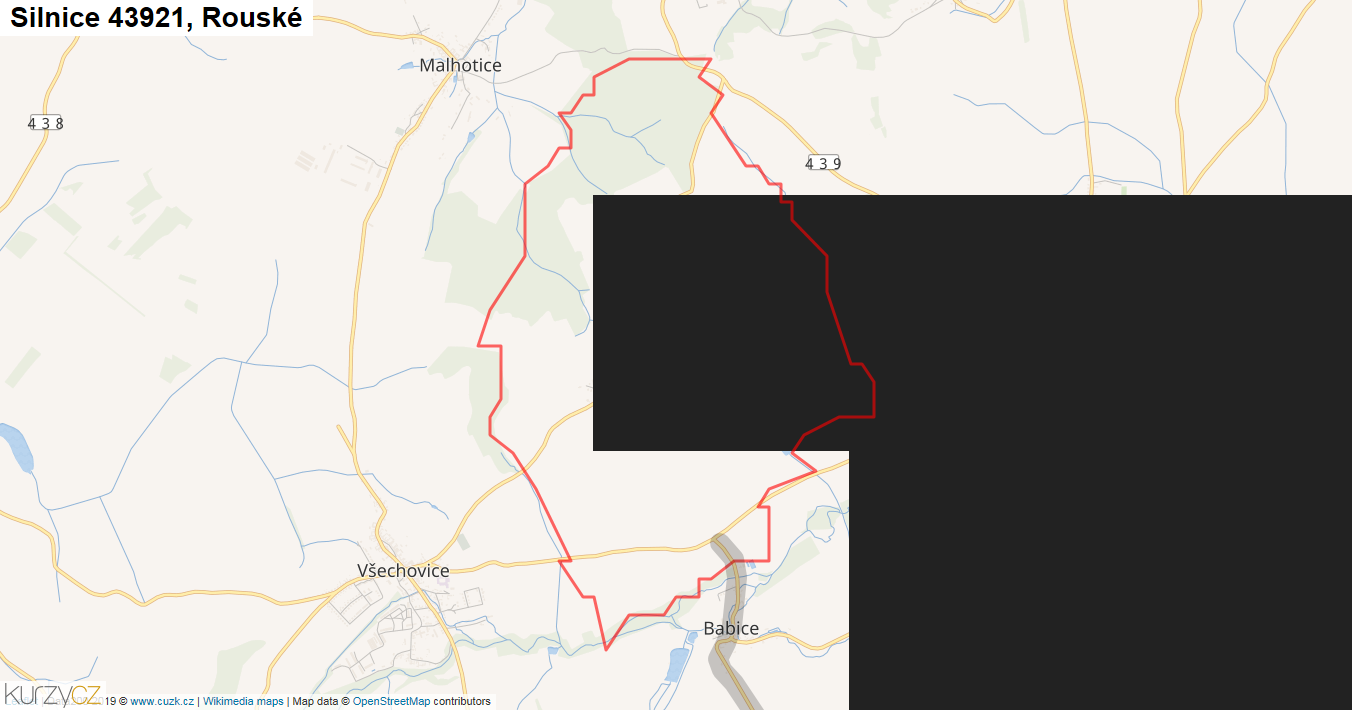 Rouské, Silnice 43921 - Mapa