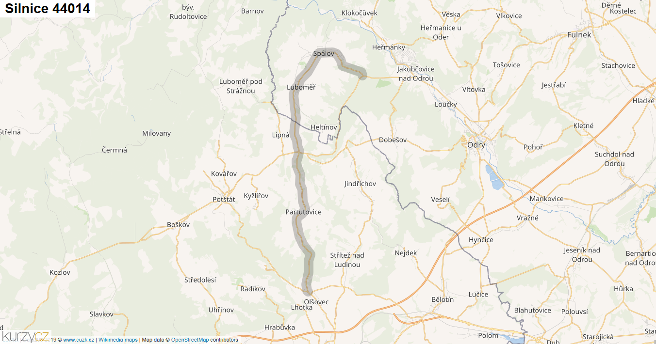 Silnice 44014 - mapa Silnice 44014