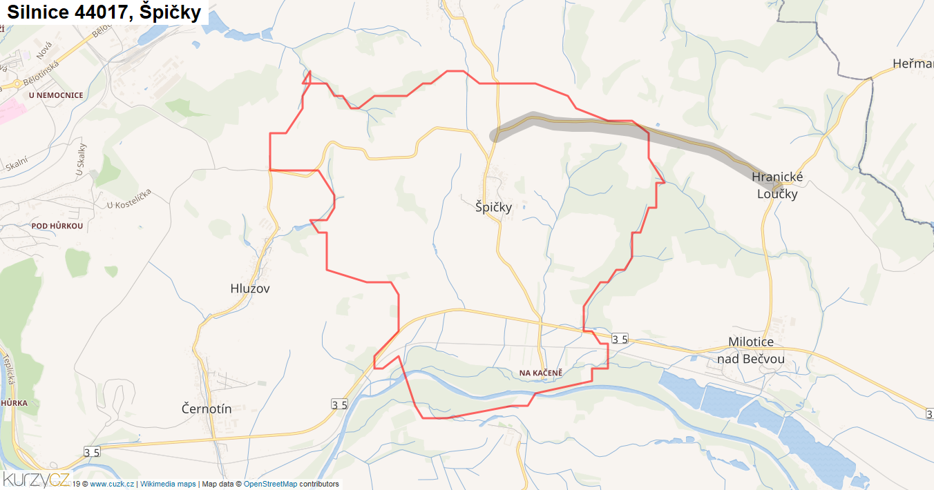 Špičky, Silnice 44017 - Mapa