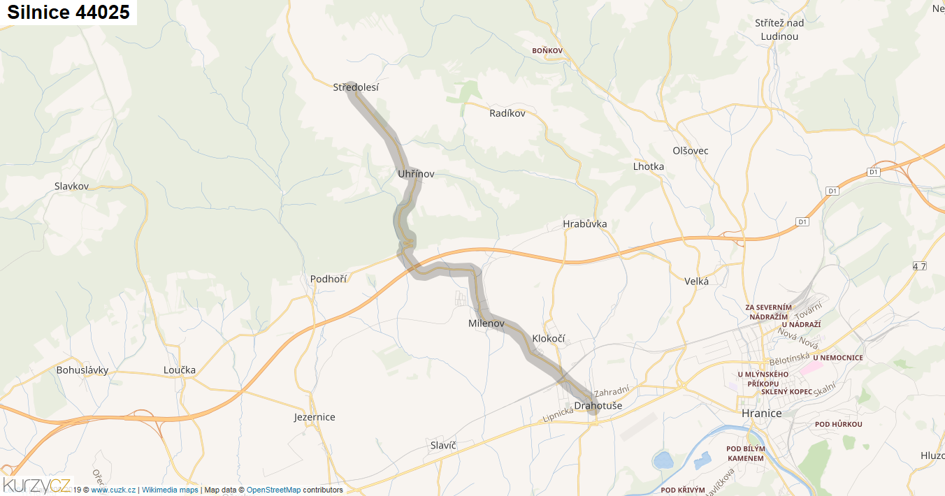Silnice 44025 - mapa Silnice 44025