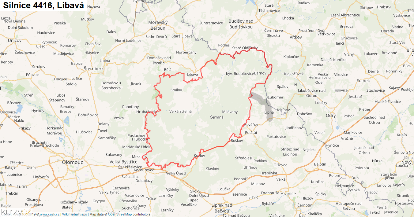 Libavá, Silnice 4416 - Mapa