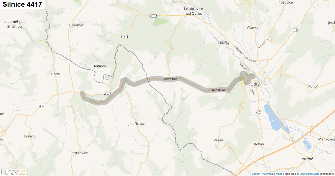 Silnice 4417 - mapa Silnice 4417