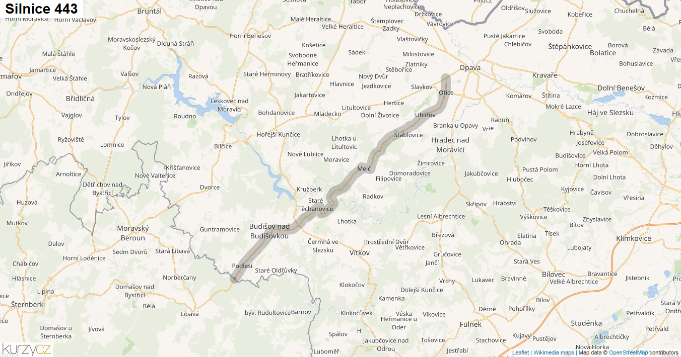 Silnice 443 - mapa Silnice 443