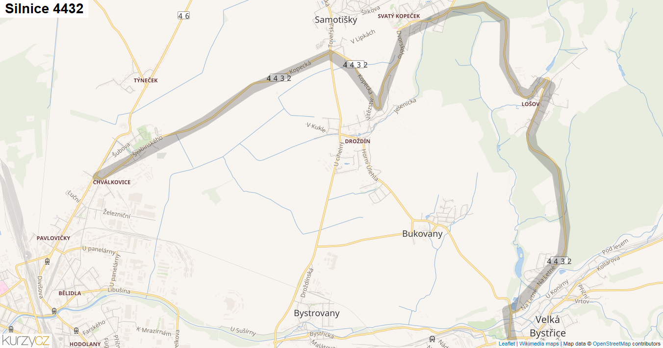 Silnice 4432 - mapa Silnice 4432