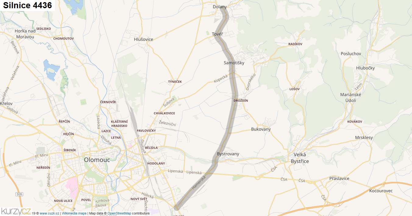 Silnice 4436 - mapa Silnice 4436