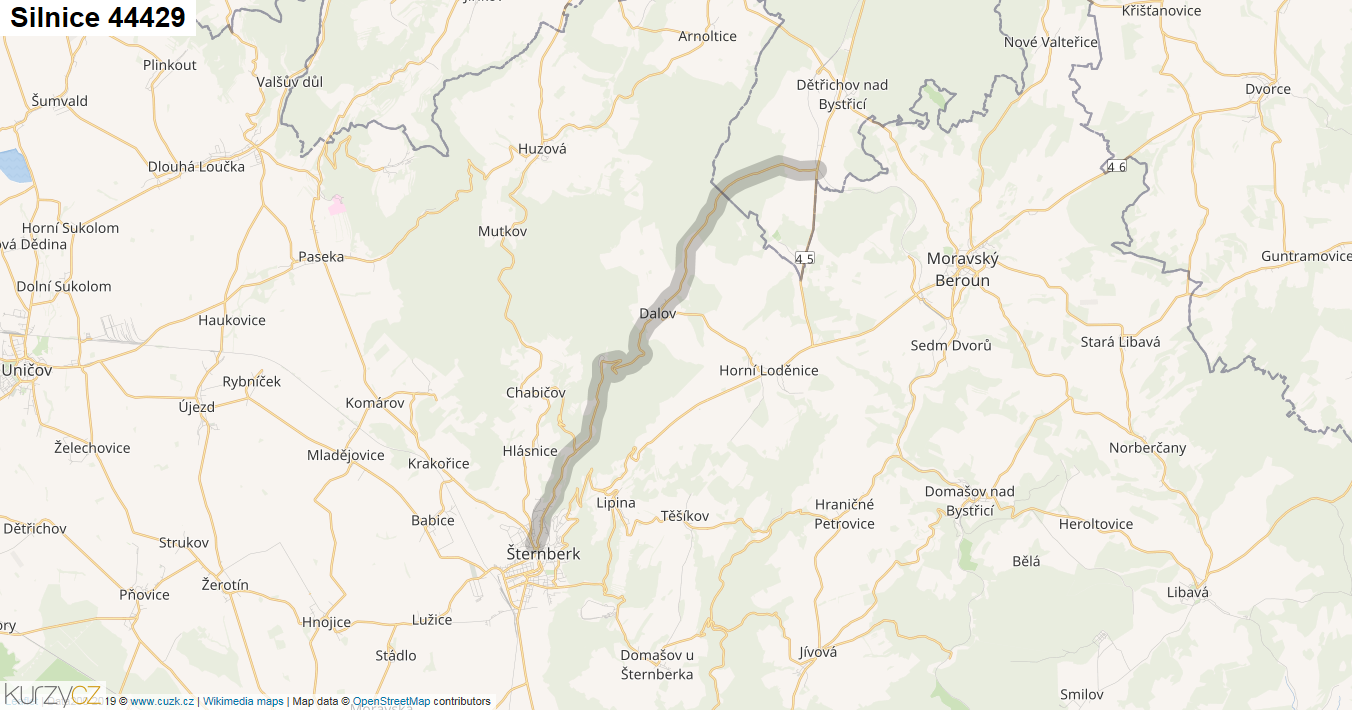 Silnice 44429 - mapa Silnice 44429