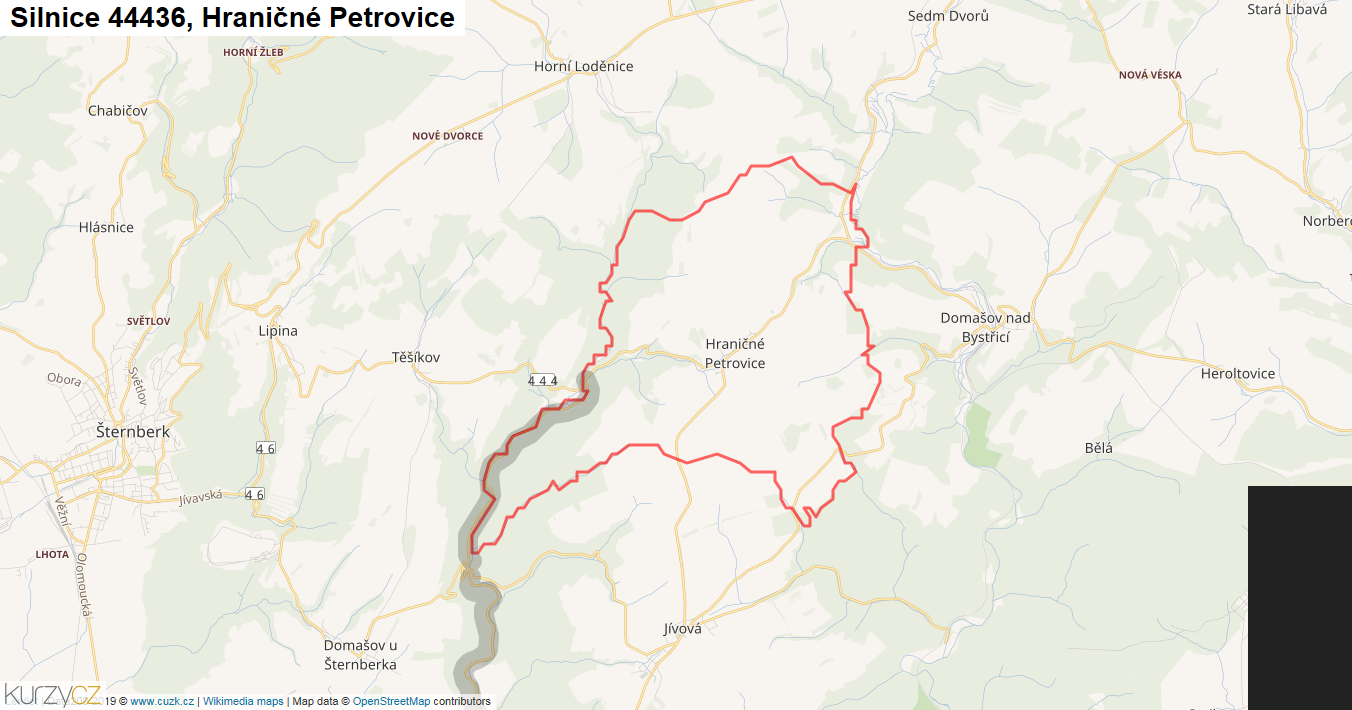 Hraničné Petrovice, Silnice 44436 - Mapa