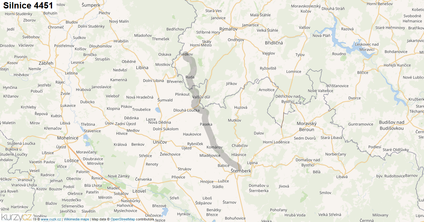 Silnice 4451 - mapa Silnice 4451