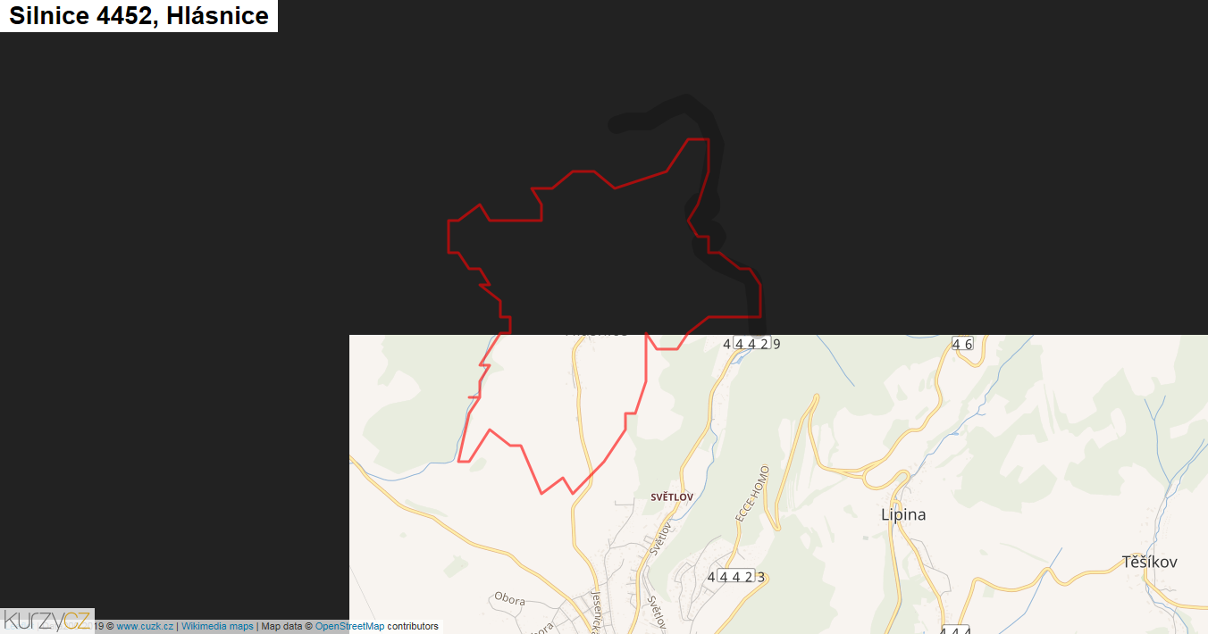 Hlásnice, Silnice 4452 - Mapa