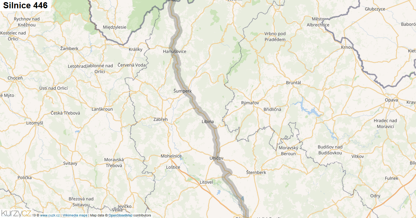 Silnice 446 - mapa Silnice 446