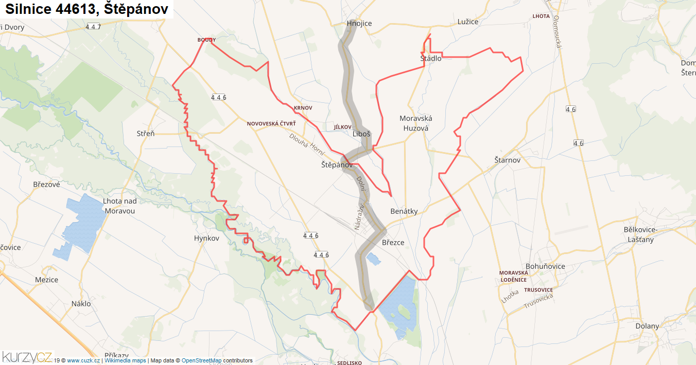 Štěpánov, Silnice 44613 - Mapa