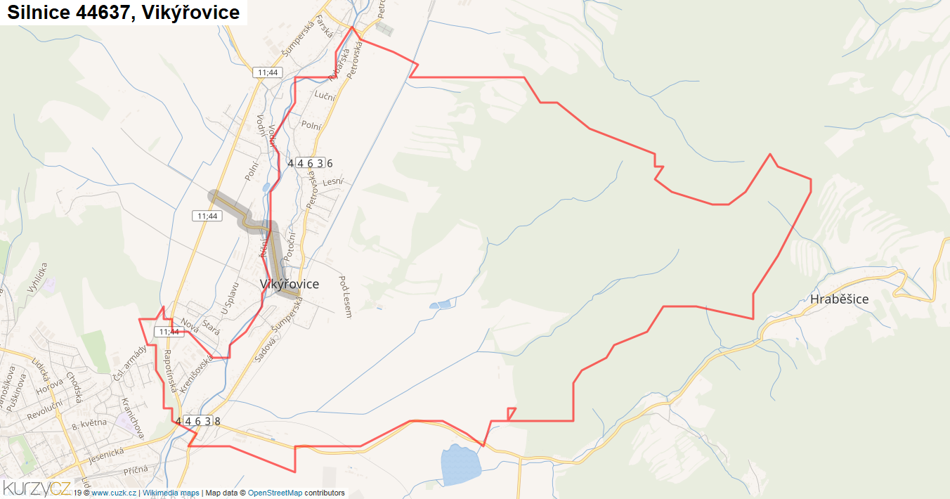 Vikýřovice, Silnice 44637 - Mapa
