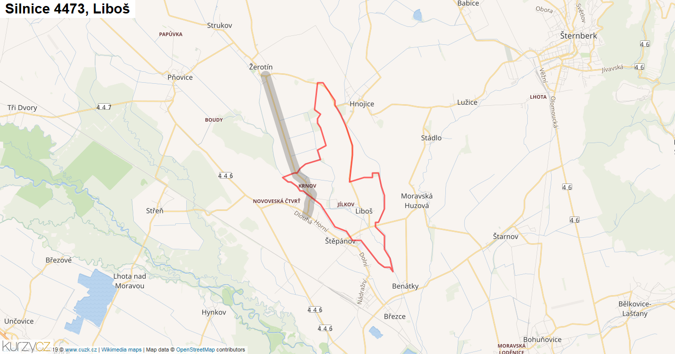 Liboš, Silnice 4473 - Mapa