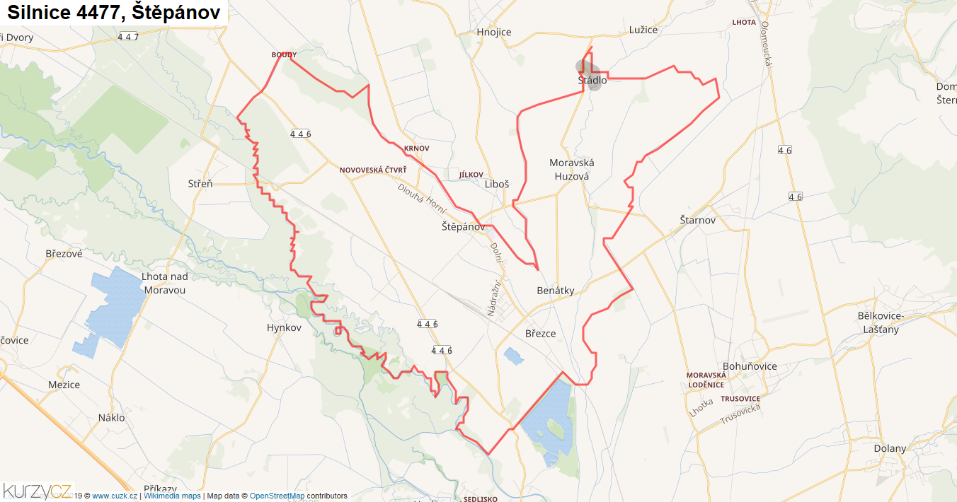 Štěpánov, Silnice 4477 - Mapa