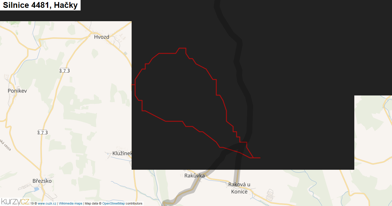 Hačky, Silnice 4481 - Mapa