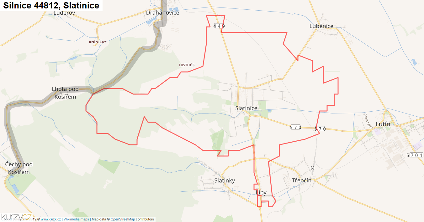 Slatinice, Silnice 44812 - Mapa
