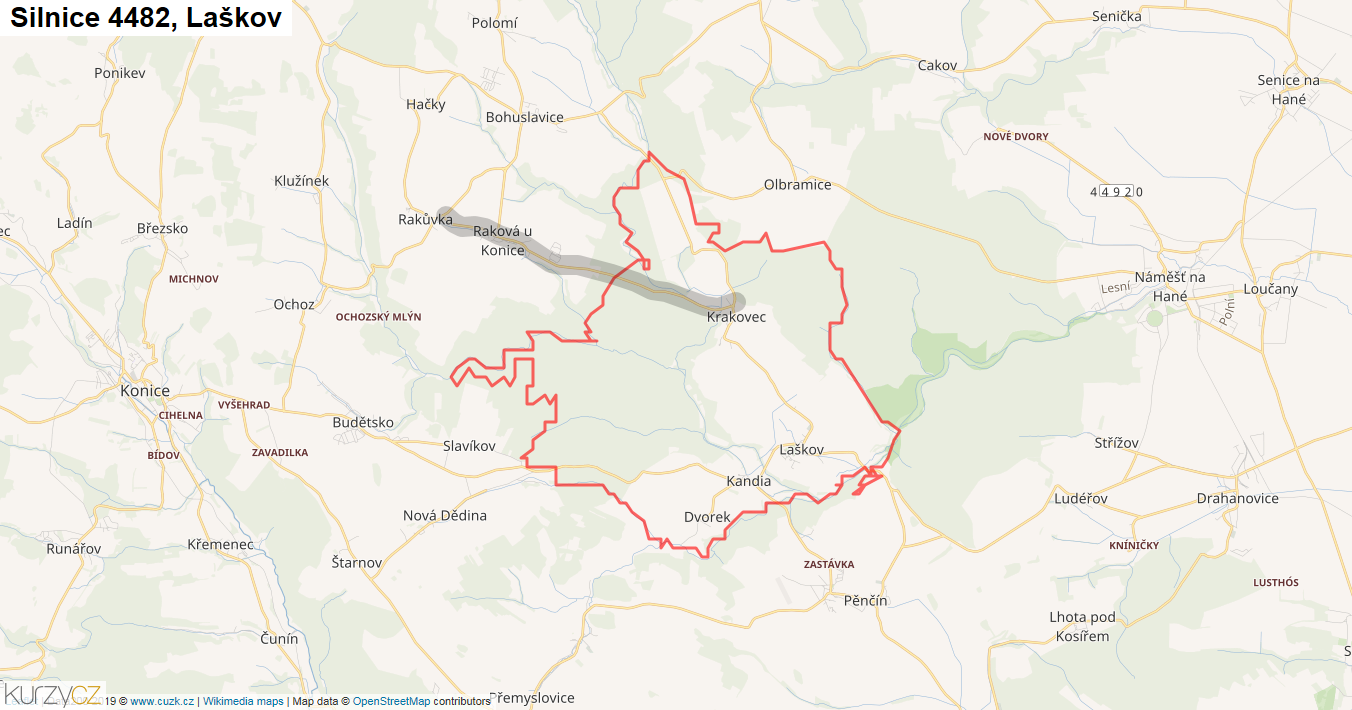 Laškov, Silnice 4482 - Mapa