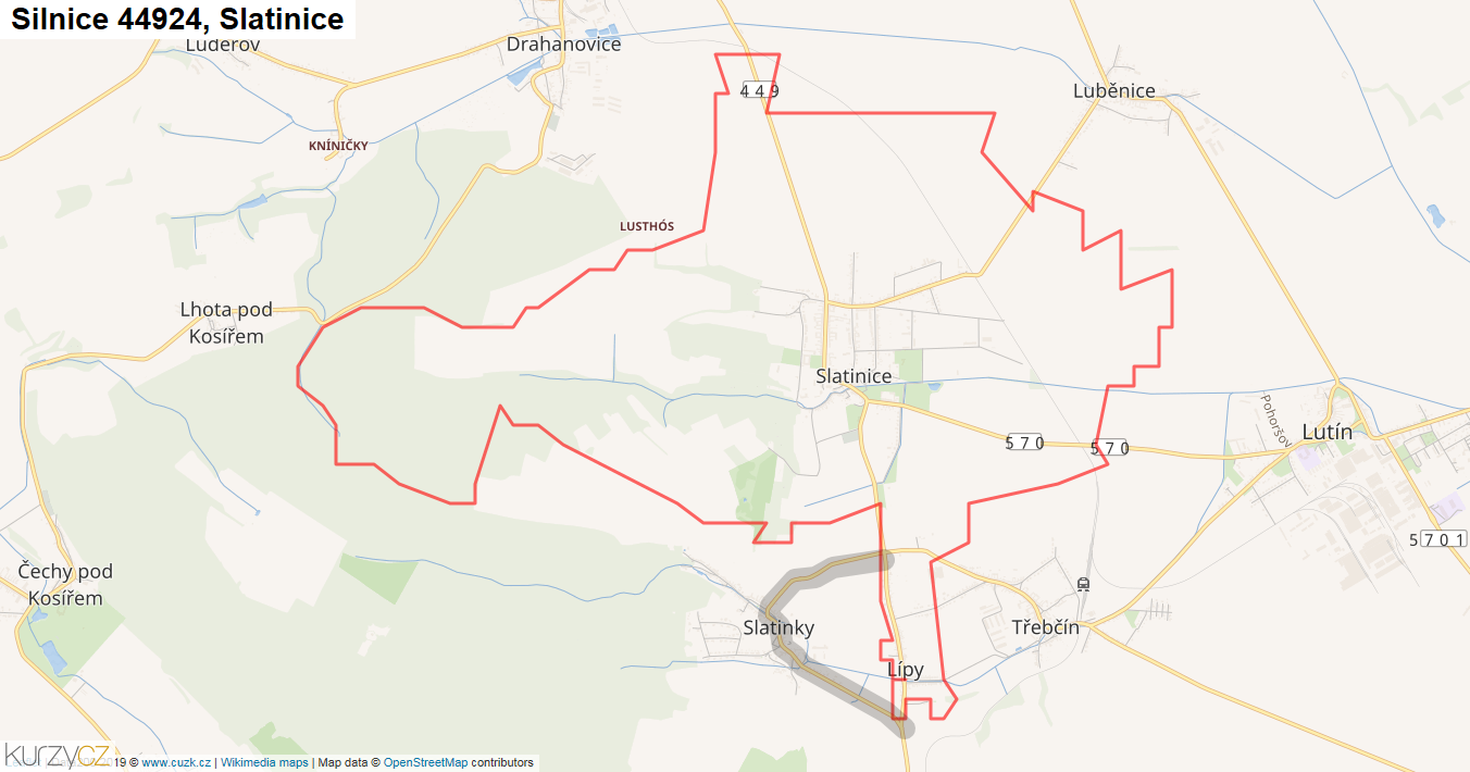 Slatinice, Silnice 44924 - Mapa