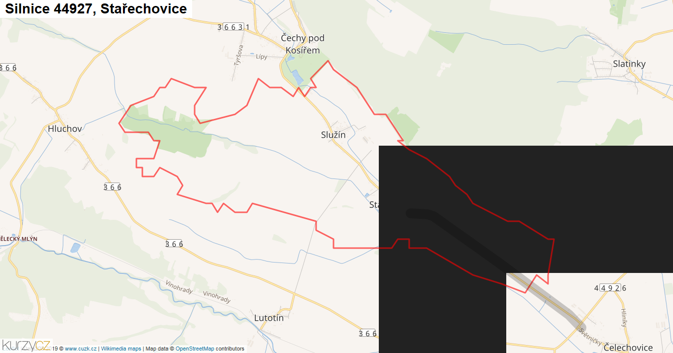 Stařechovice, Silnice 44927 - Mapa