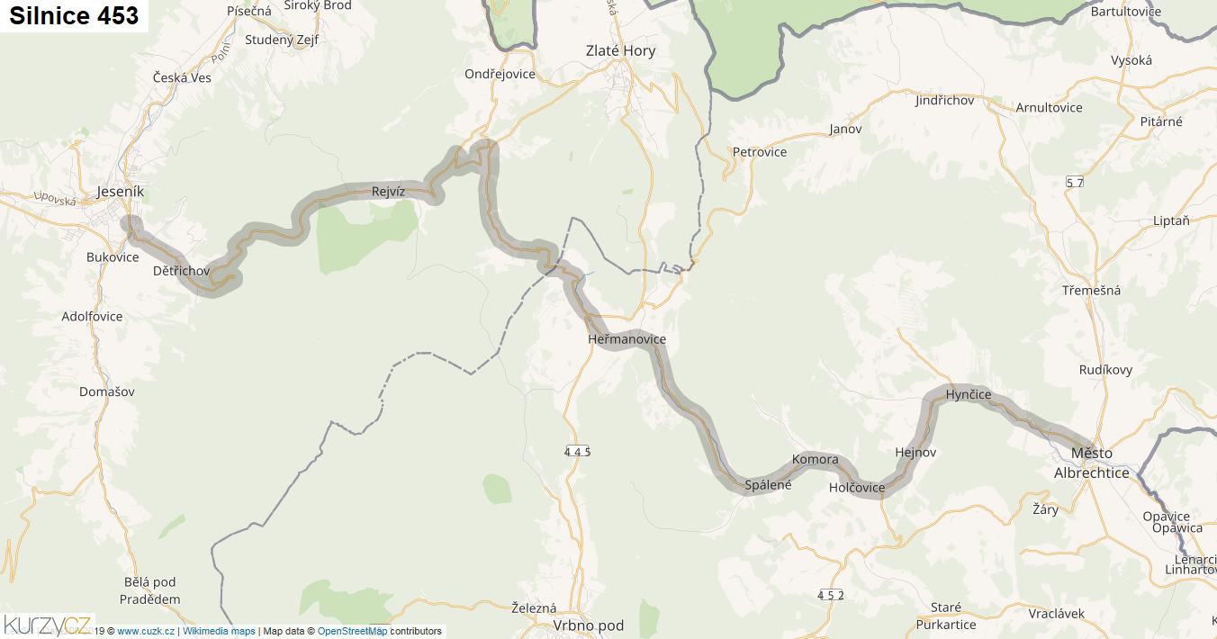 Silnice 453 - mapa Silnice 453
