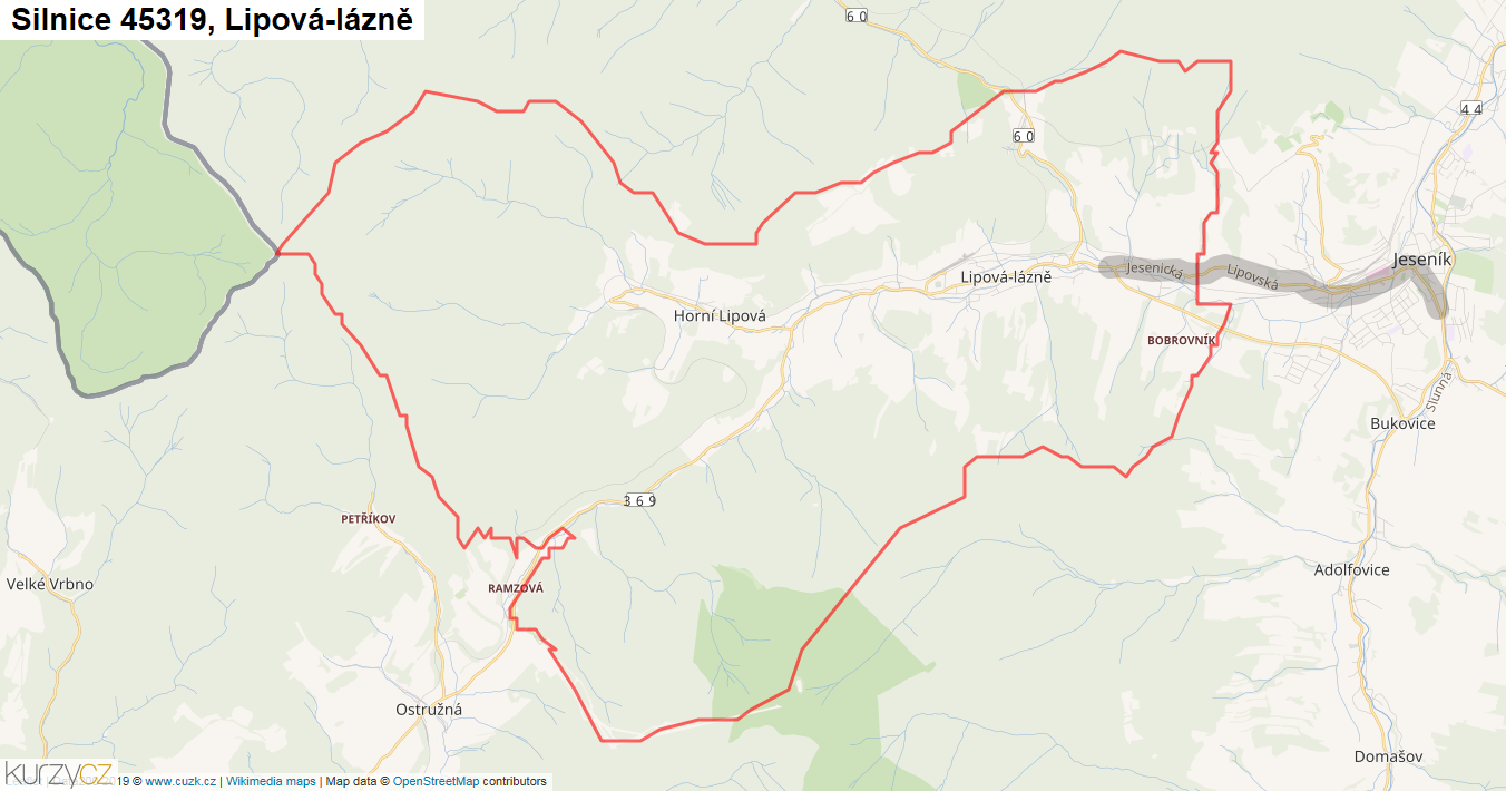Lipová-lázně, Silnice 45319 - Mapa