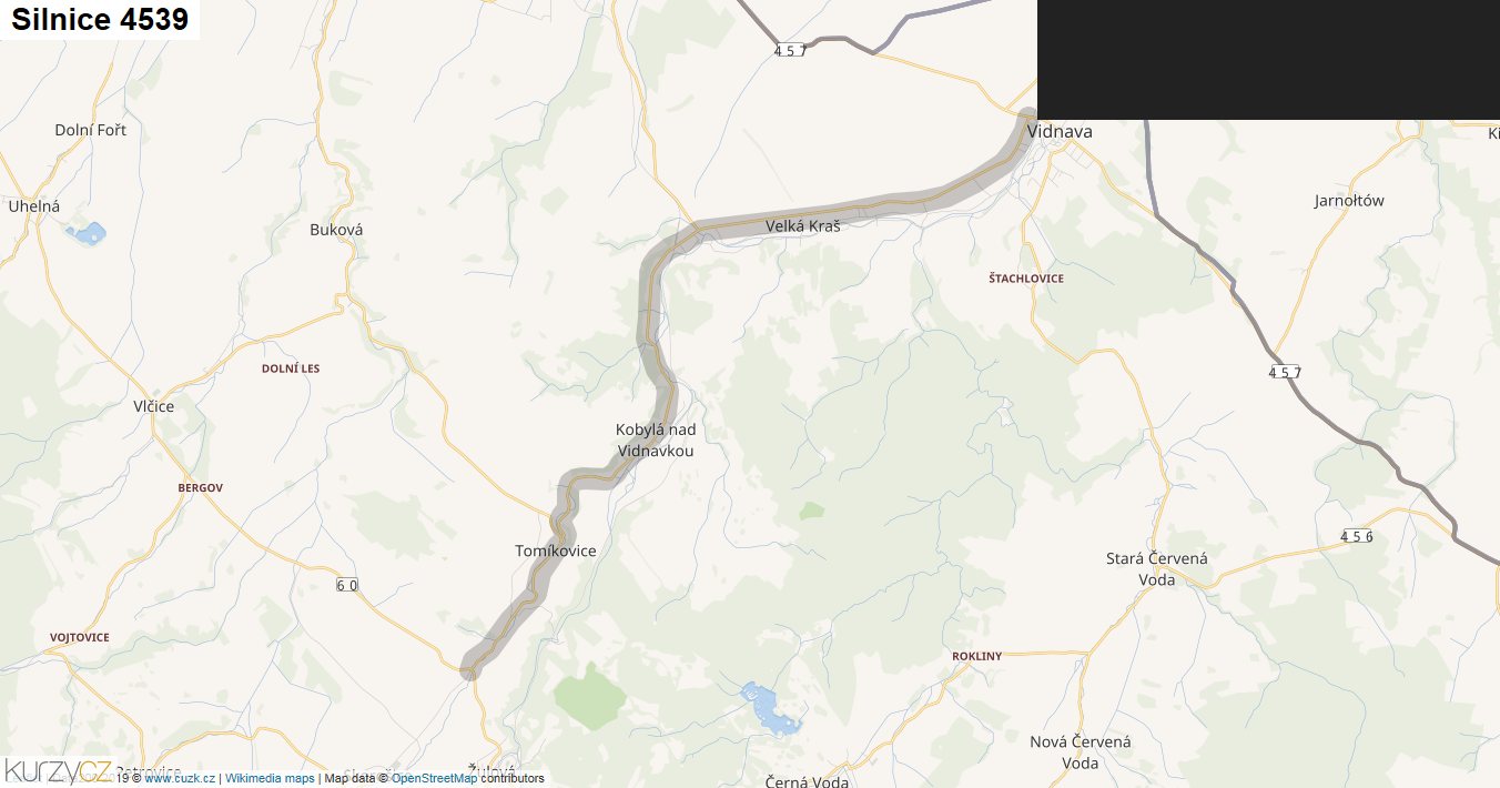 Silnice 4539 - mapa Silnice 4539