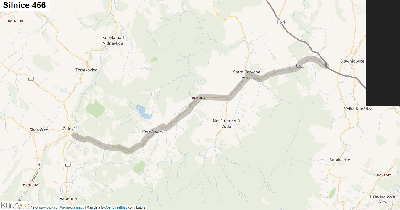Silnice 456 - mapa Silnice 456