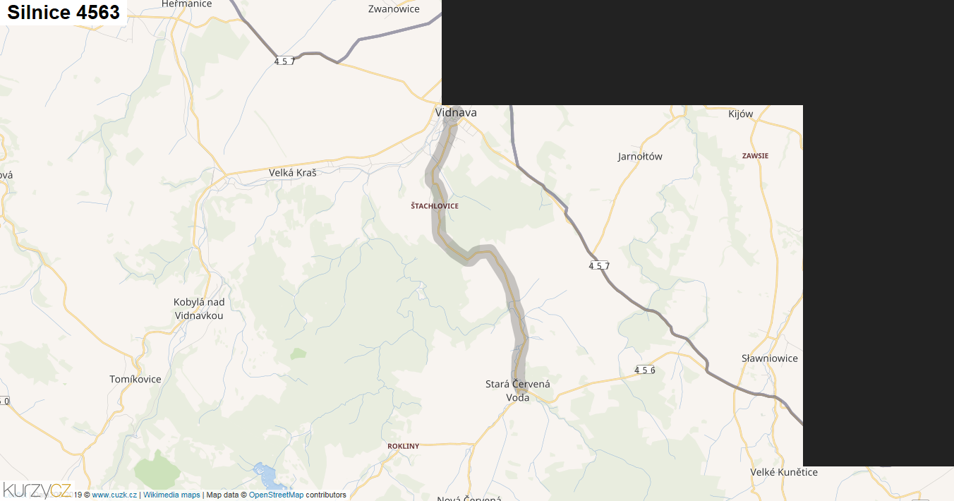 Silnice 4563 - mapa Silnice 4563