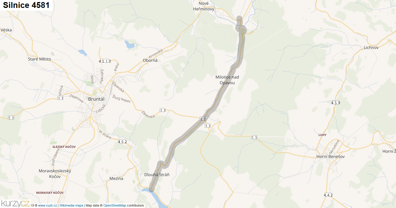 Silnice 4581 - mapa Silnice 4581