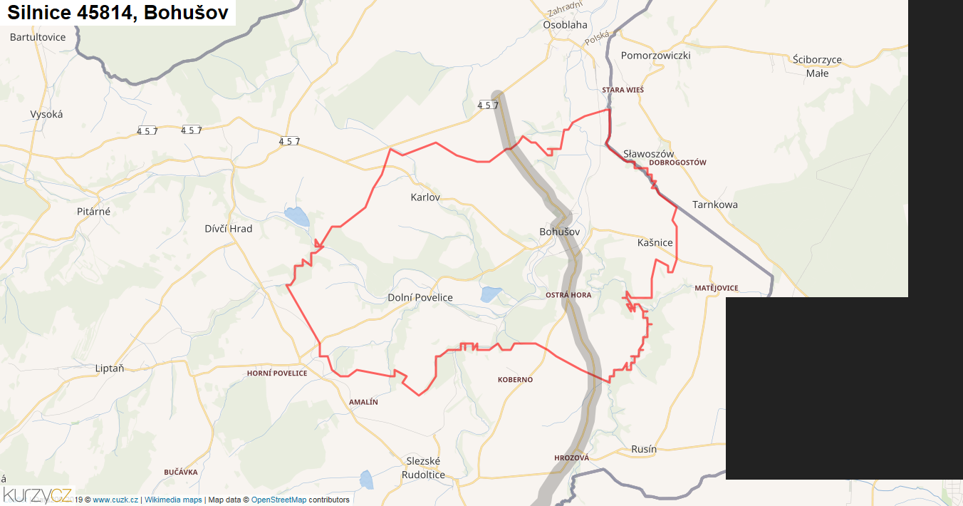 Bohušov, Silnice 45814 - Mapa
