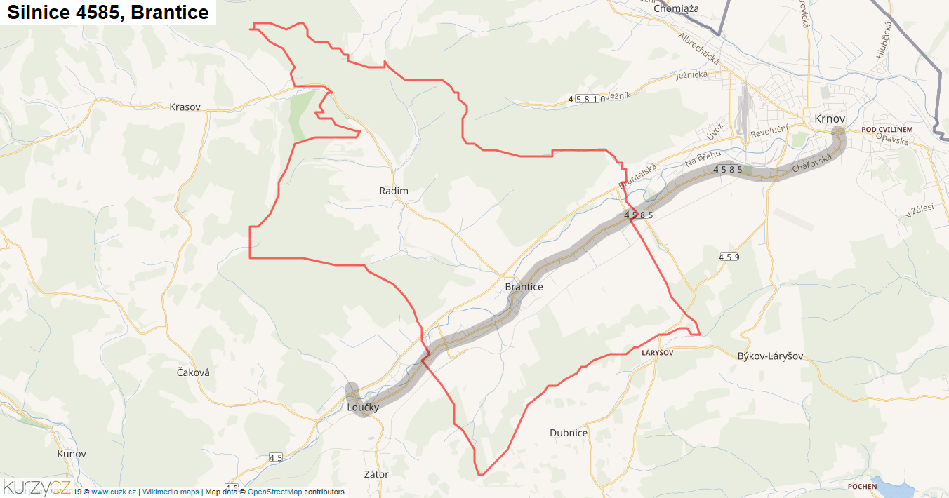 Brantice, Silnice 4585 - Mapa