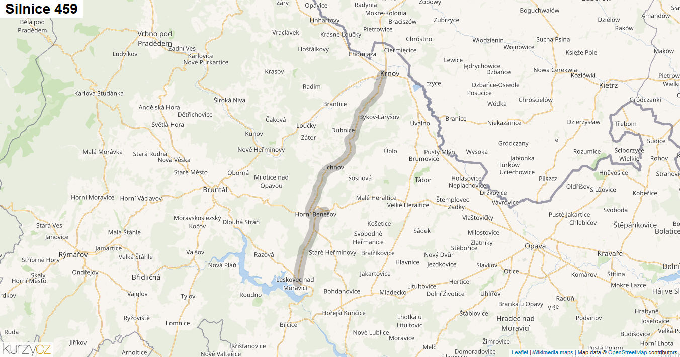 Silnice 459 - mapa Silnice 459