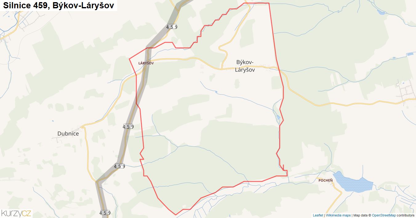 Býkov-Láryšov, Silnice 459 - Mapa