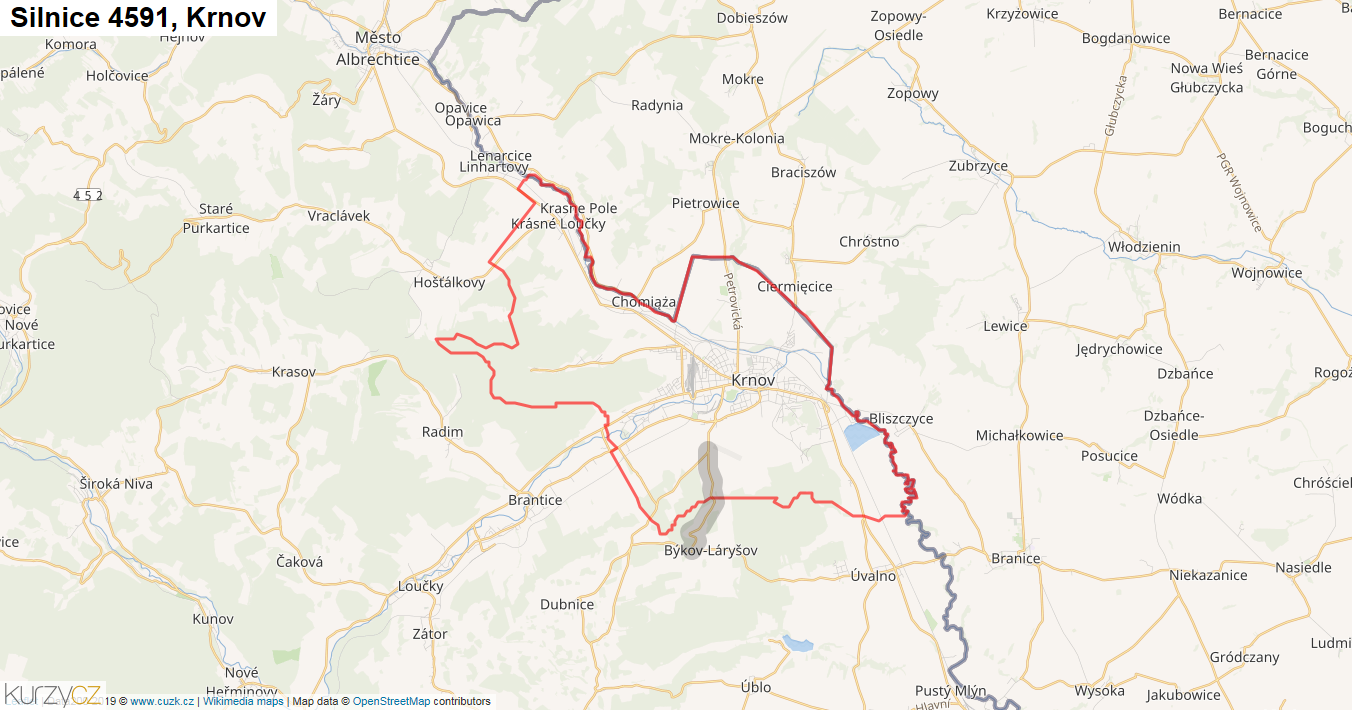 Krnov, Silnice 4591 - Mapa