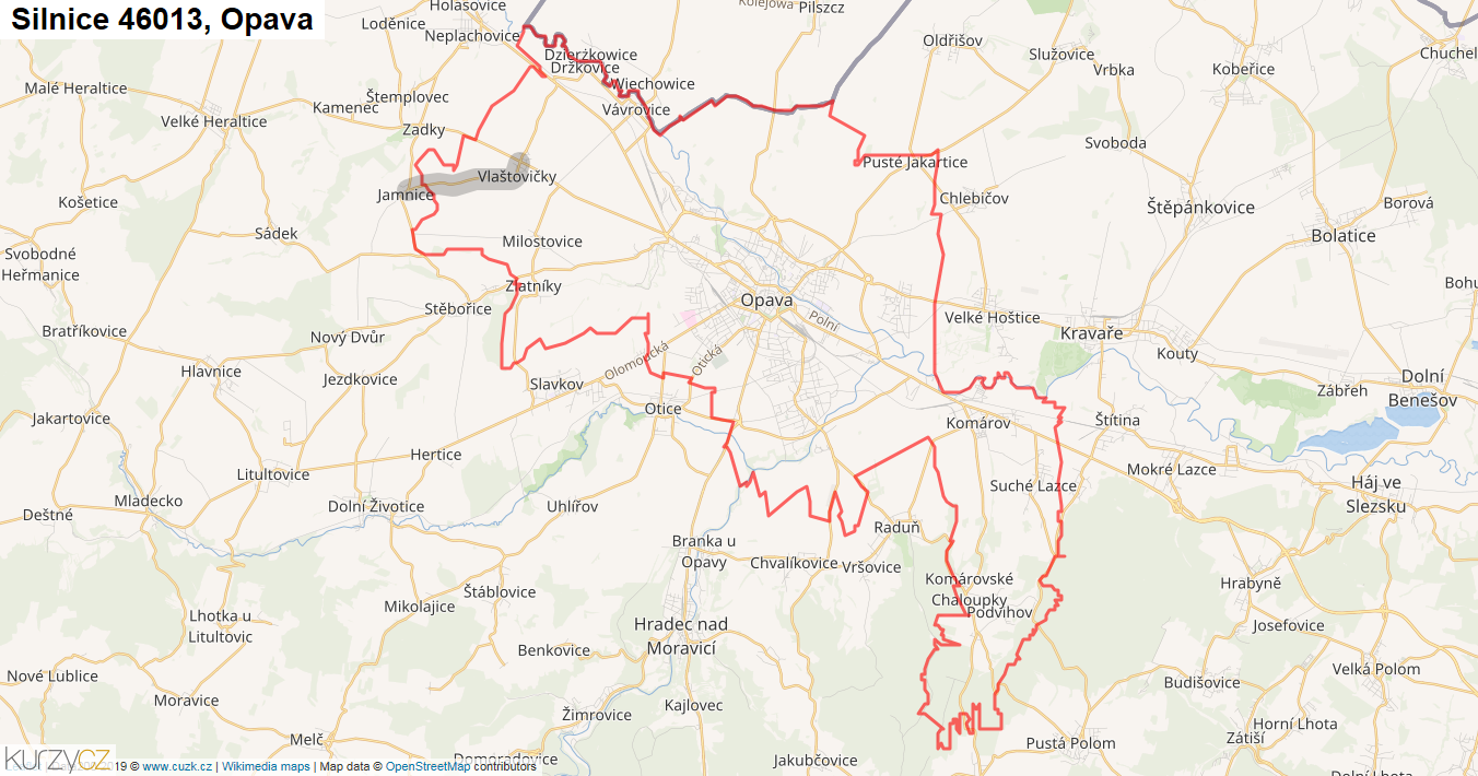 Opava, Silnice 46013 - Mapa