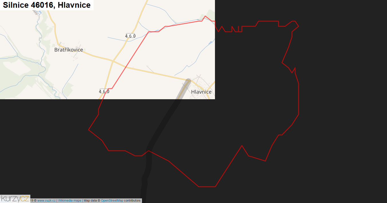 Hlavnice, Silnice 46016 - Mapa