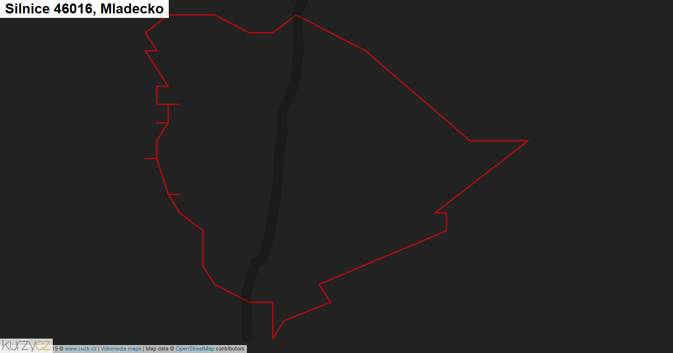 Mladecko, Silnice 46016 - Mapa