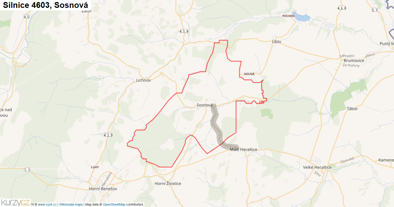 Sosnová, Silnice 4603 - Mapa