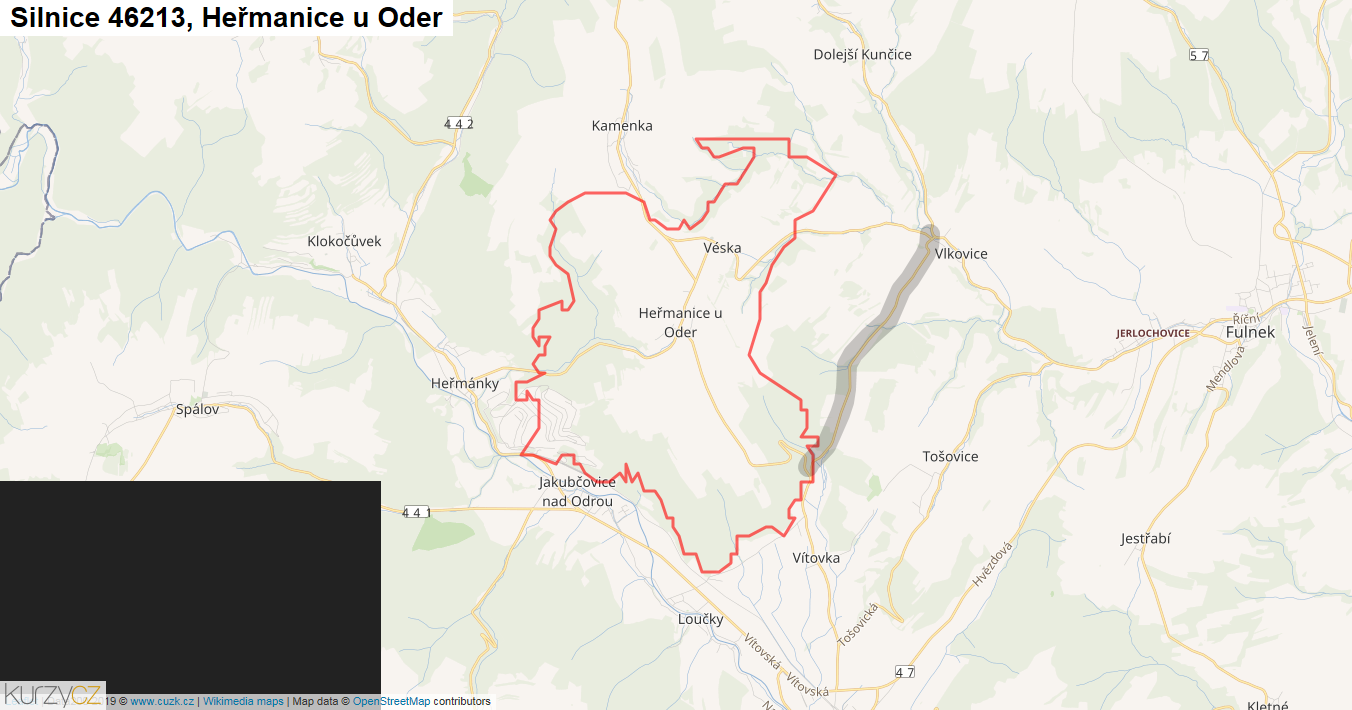 Heřmanice u Oder, Silnice 46213 - Mapa