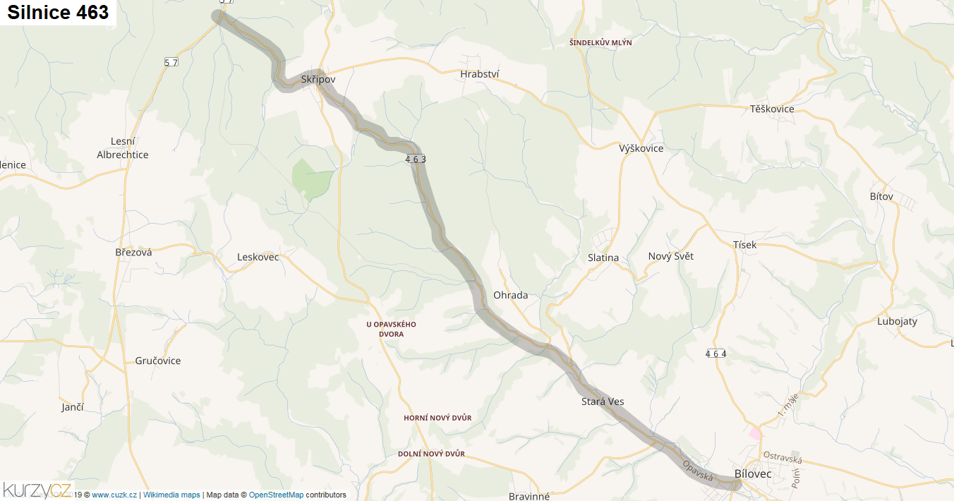 Silnice 463 - mapa Silnice 463