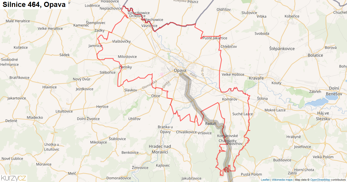 Opava, Silnice 464 - Mapa