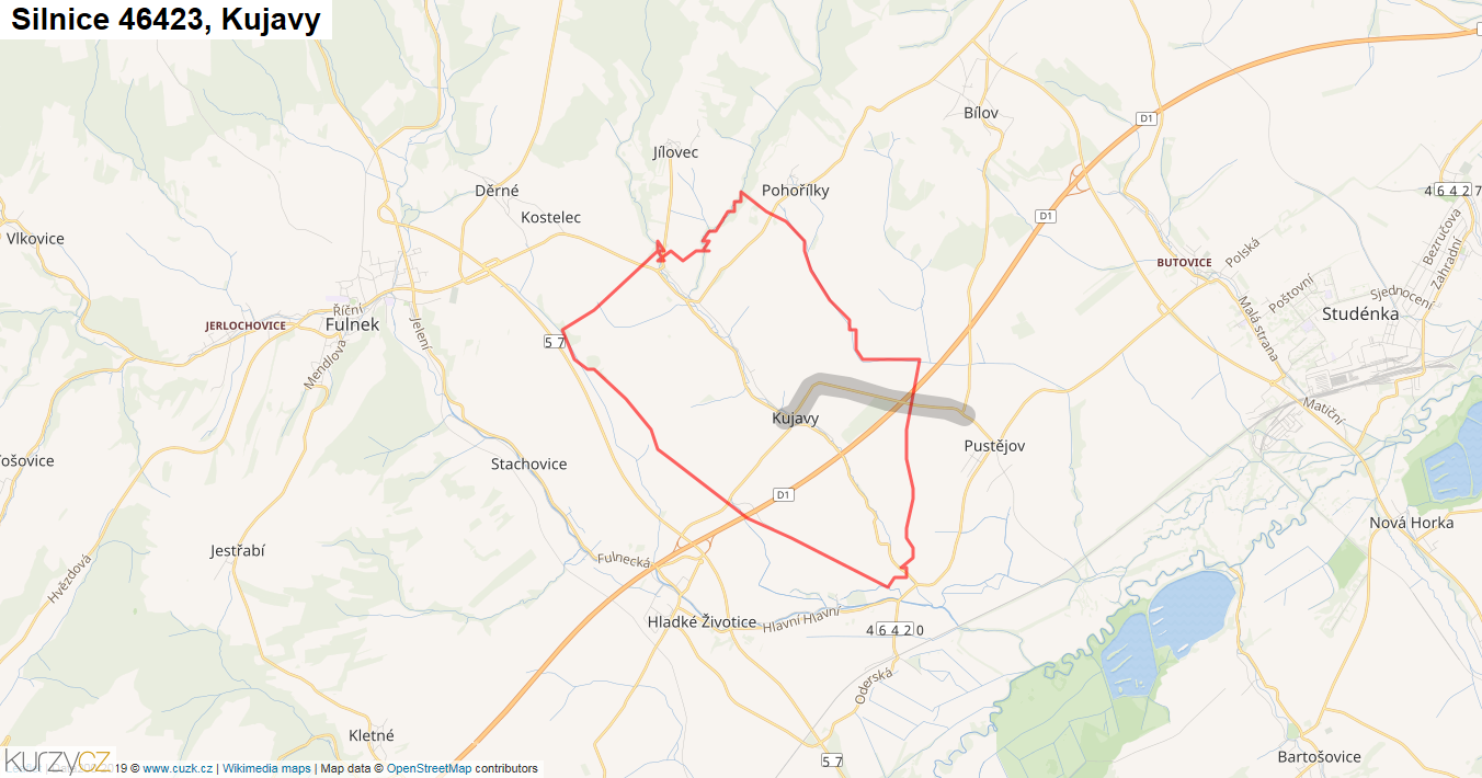 Kujavy, Silnice 46423 - Mapa