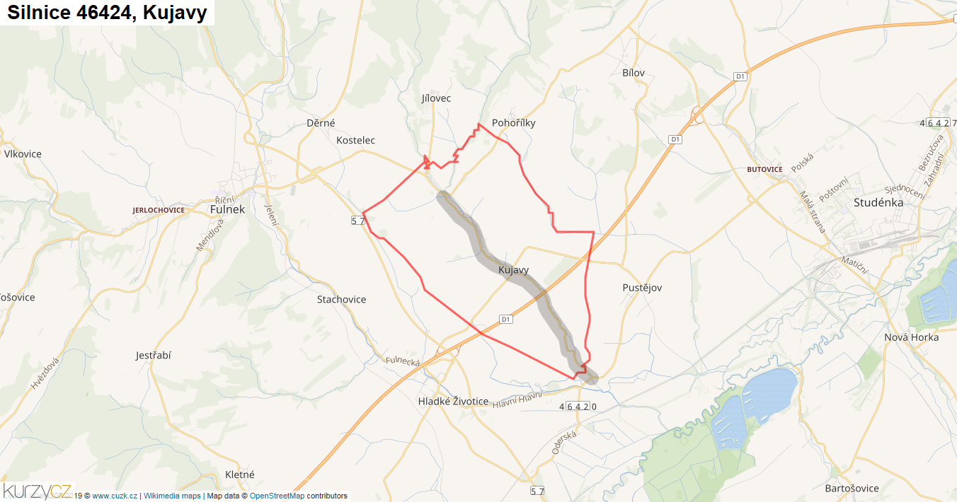Kujavy, Silnice 46424 - Mapa