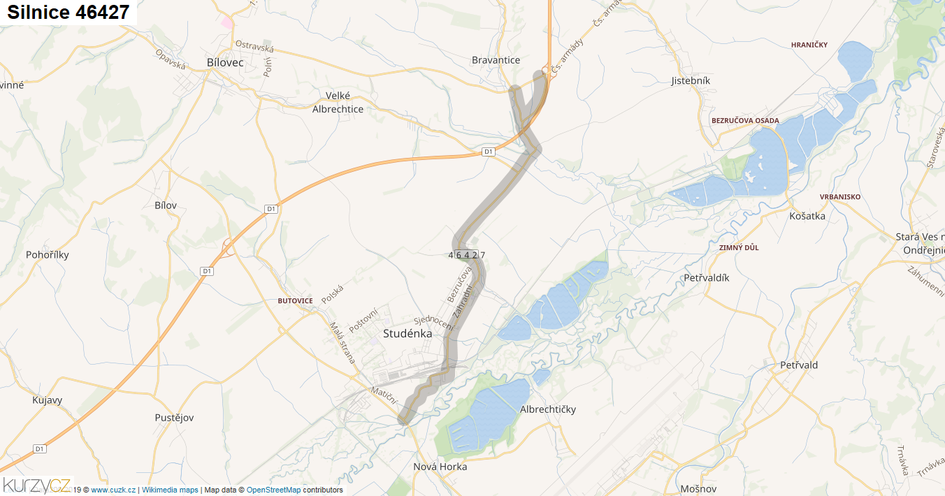 Silnice 46427 - mapa Silnice 46427