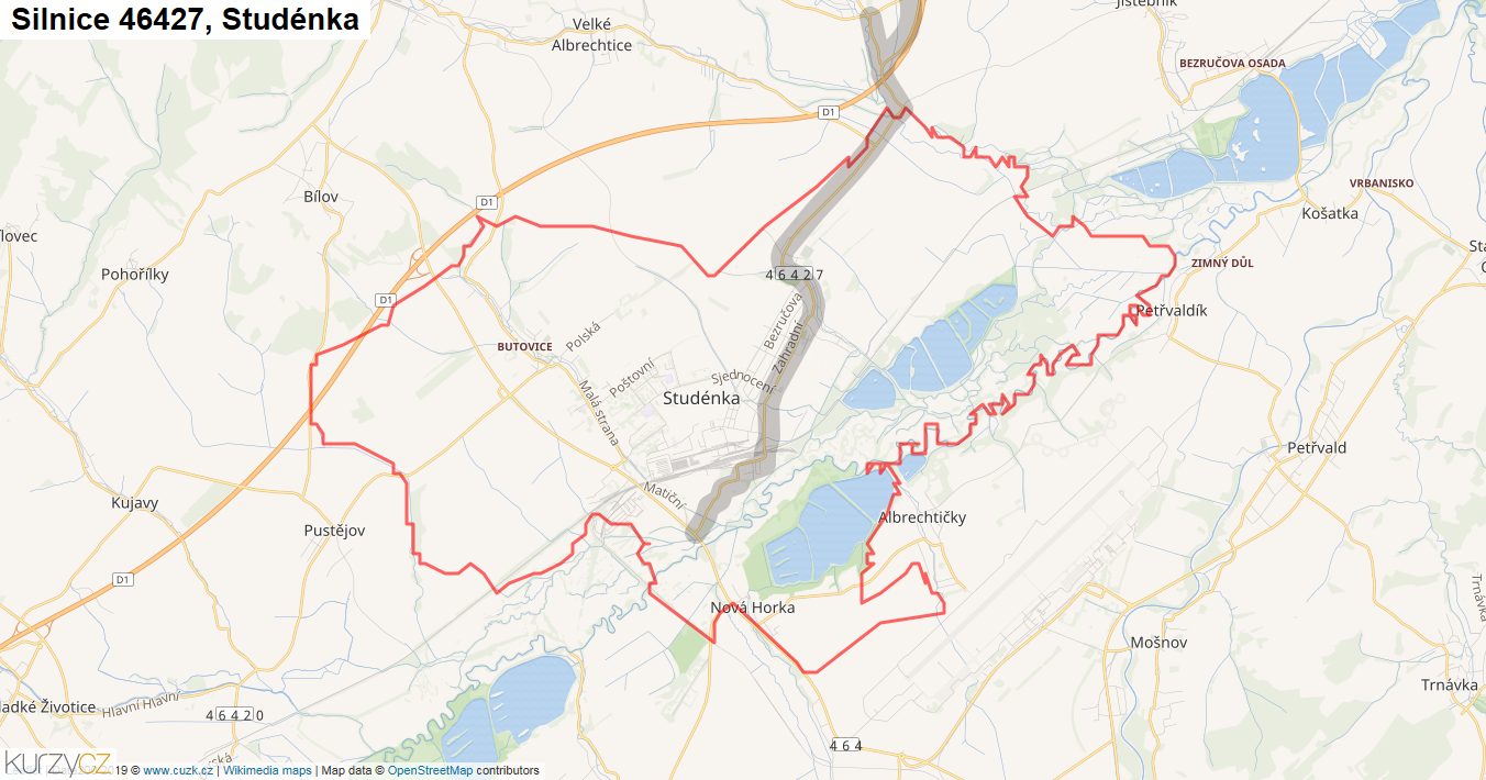 Studénka, Silnice 46427 - Mapa
