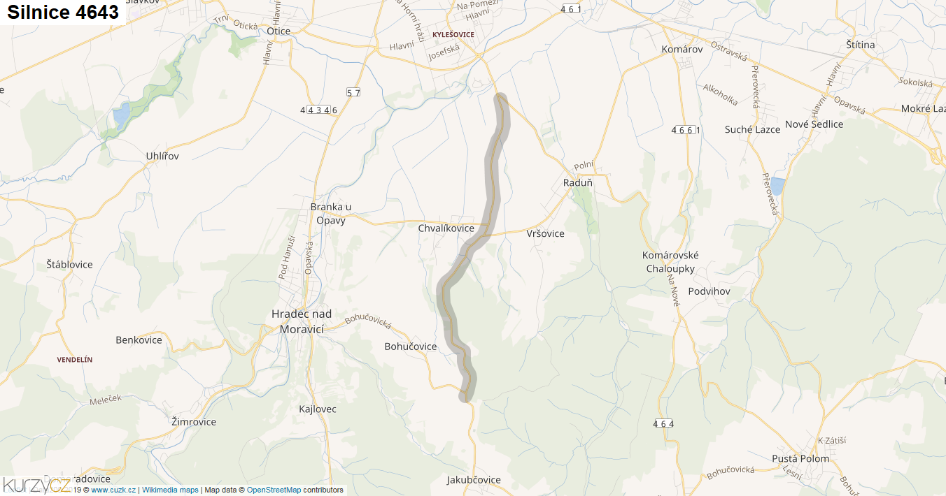 Silnice 4643 - mapa Silnice 4643